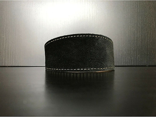 Lined Black Suede - Whippet Leather Collar - Size M