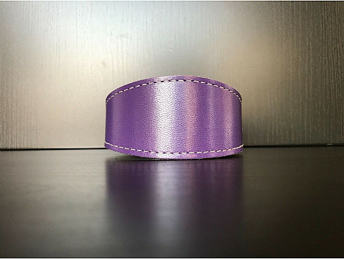 Lined Hot Purple - Whippet Leather Collar - Size S