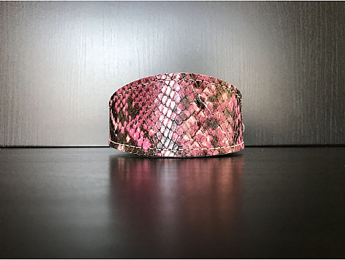 Lined Pink Snake Skin - Whippet Leather Collar - Size S
