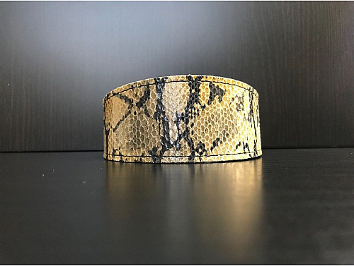 Lined Khaki Snake Skin - Whippet Leather Collar - Size M