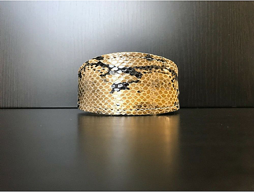 Lined Khaki Snake Skin - Whippet Leather Collar - Size S