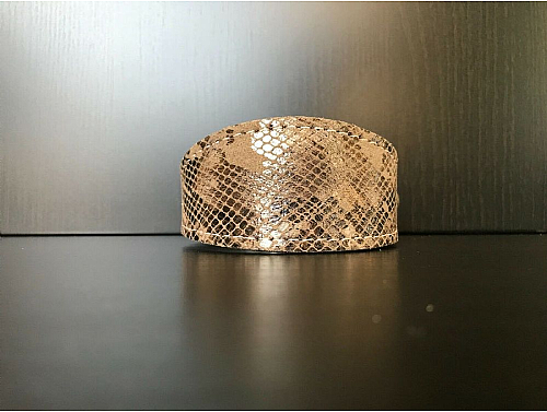 Lined Khaki Snake Skin Nubuck - Whippet Leather Collar - Size S