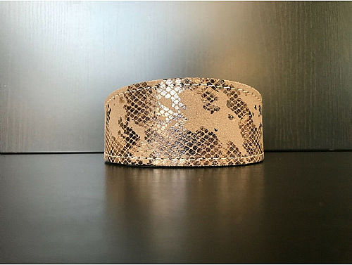 Lined Khaki Snake Skin Nubuck - Whippet Leather Collar - Size M