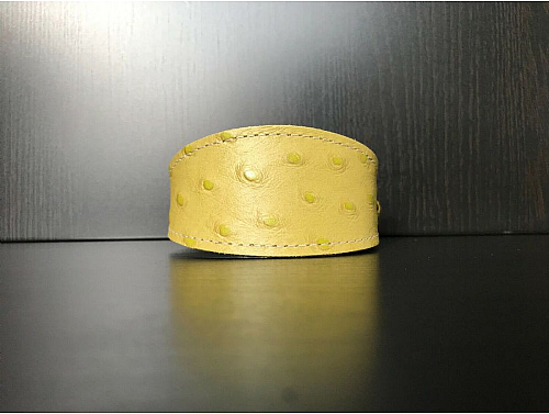 Lined Pistachio Ostrich Skin - Whippet Leather Collar - Size S