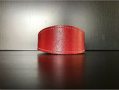 Lined Red Fabric Pattern - Whippet Dog Collar - Size S