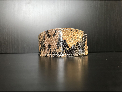 Lined Brown Snake Skin - Whippet Leather Collar - Size M