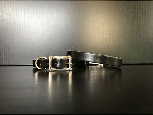 Black - Leather Dog Collar - Size XS - Puppy