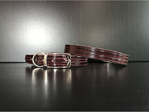 Mahogany Striped - Leather Dog Collar - Size S