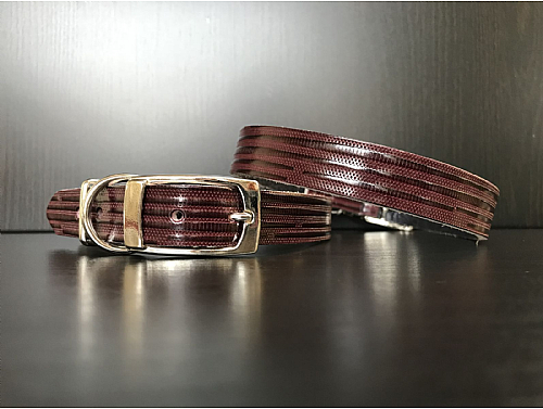 Mahogany Striped - Leather Dog Collar - Size M