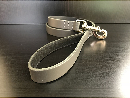 Grey - Real Leather Dog Lead - 110 cm