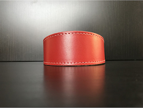 Lined Red - Whippet Leather Collar - Size M