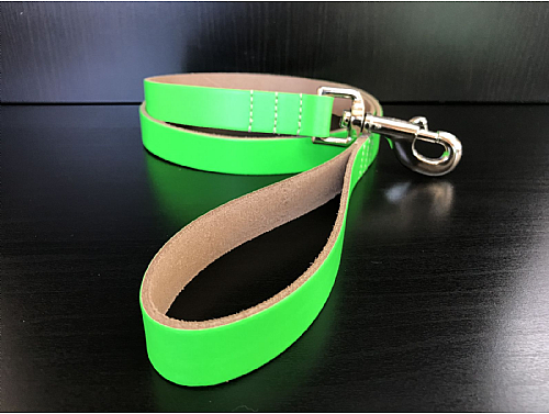 Fluorescent Green - Real Leather Dog Lead - 110 cm