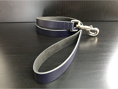 Navy Blue - Real Leather Dog Lead - 110 cm