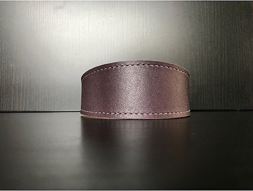 Lined Plum Fabric Pattern - Whippet Leather Collar - Size M