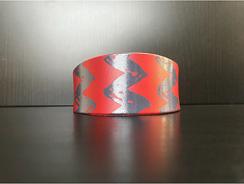 Red Zigzag - Whippet Leather Collar - Size M