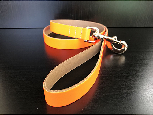 Fluorescent Orange - Real Leather Dog Lead - 110 cm