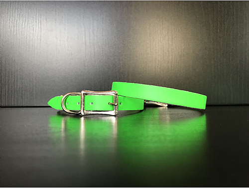 Fluorescent Green - Leather Dog Collar - Size XS - Puppy