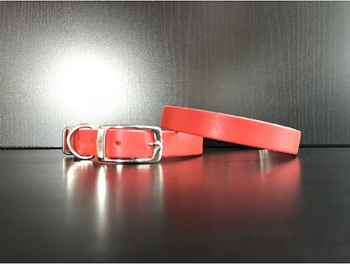 Red - Leather Dog Collar - Size XS