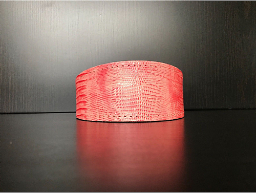 Lined Pink Reptile Pattern - Whippet Leather Collar - Size M